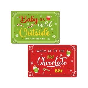 Festive Christmas Hot Chocolate Bar Metal Signs decor 2 pc